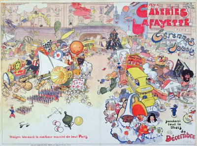 「ギャラリーラファイエット」からのクリスマスギフトの広告、1909年12月 作： Andre Devambez